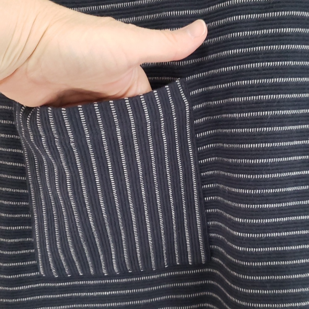 J. Jill Sheath Dress Large Navy Blue Stripe Pockets Work Office Career Corpcore - Picture 3 of 13